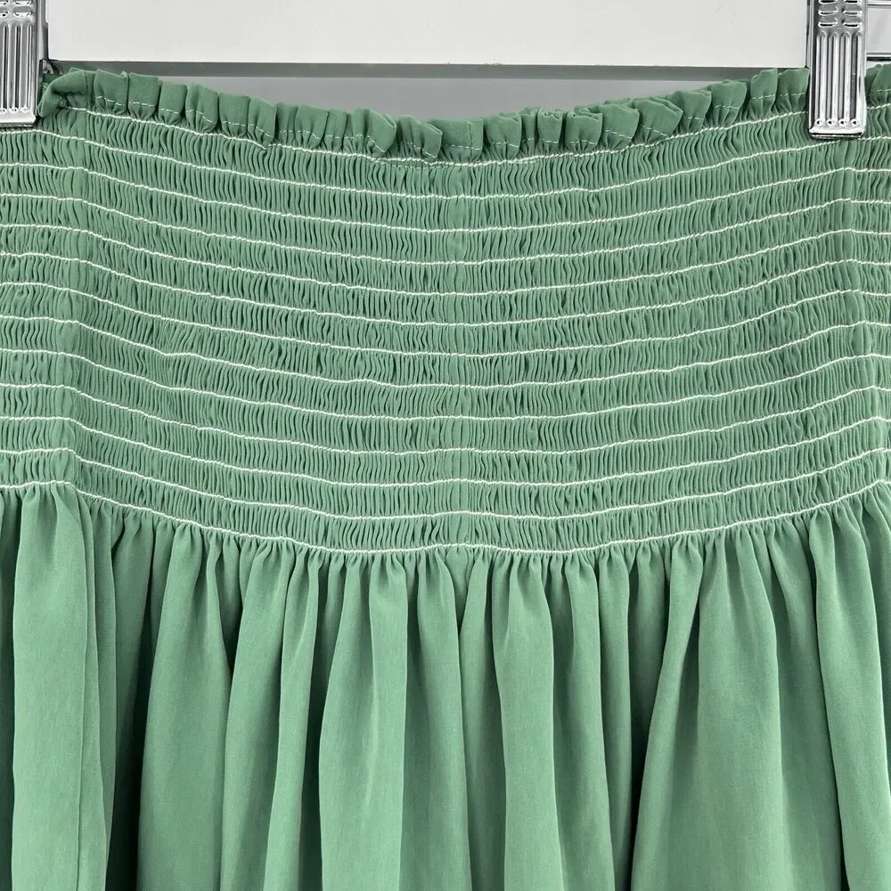 KOCH Erica Shorts Women's Size XS Skirt Skort Pleated Green Pull On Smocked Boho - Picture 6 of 9